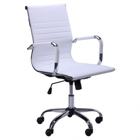 Office Armchair Chrome and White Skin For Rent